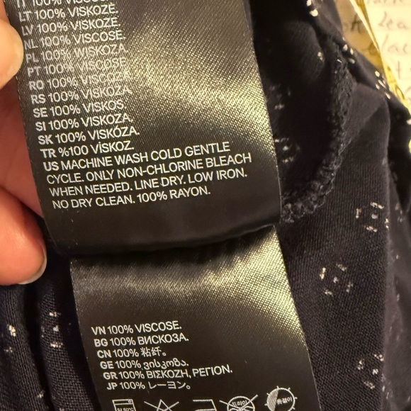 Women's H&M Polka Dot Printed Navy Flutter-Sleeve Dress Size M Spring Midi - Picture 10 of 16